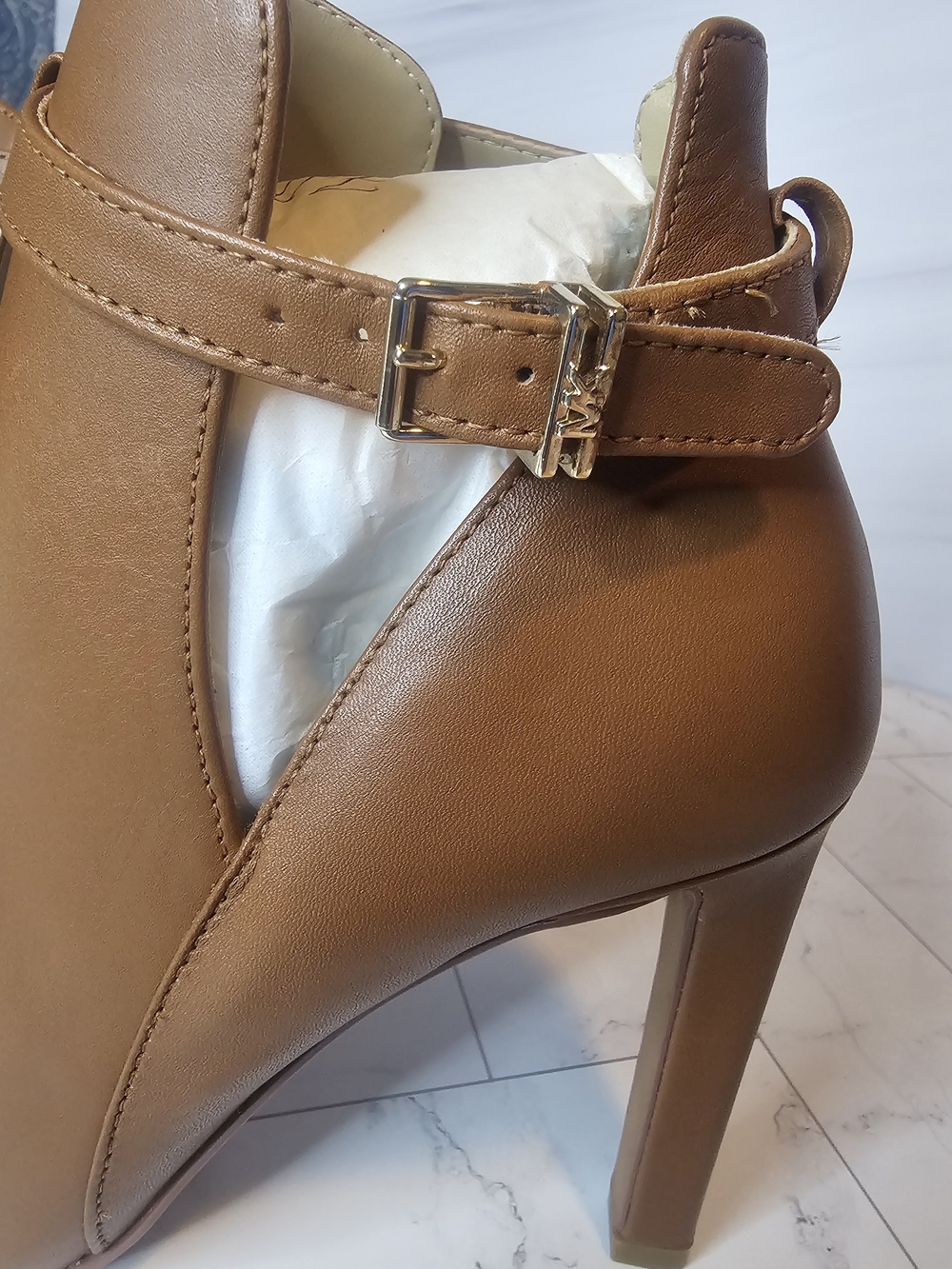 Michael Kors Brown Open-Toe Heeled Booties - Picture 4 of 9